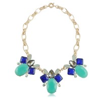 Seafoam Sapphire Crystal Grand Stone Statement Bib Necklace